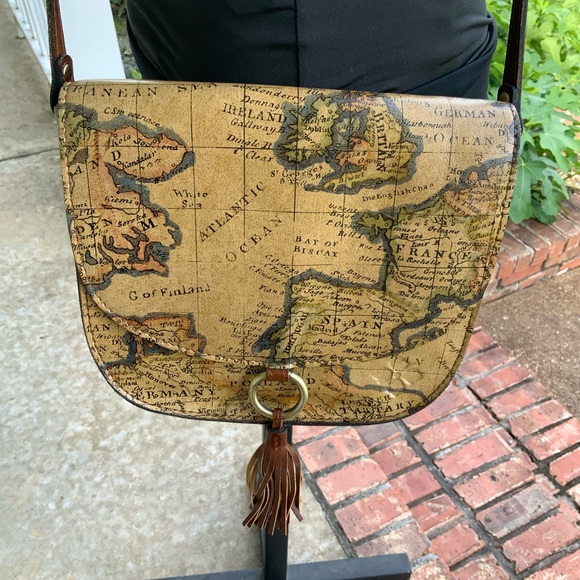 Patricia Nash Brinlee Saddle European  Map Crossbody Bag+ MATCHING COIN PURSE - Picture 10 of 14